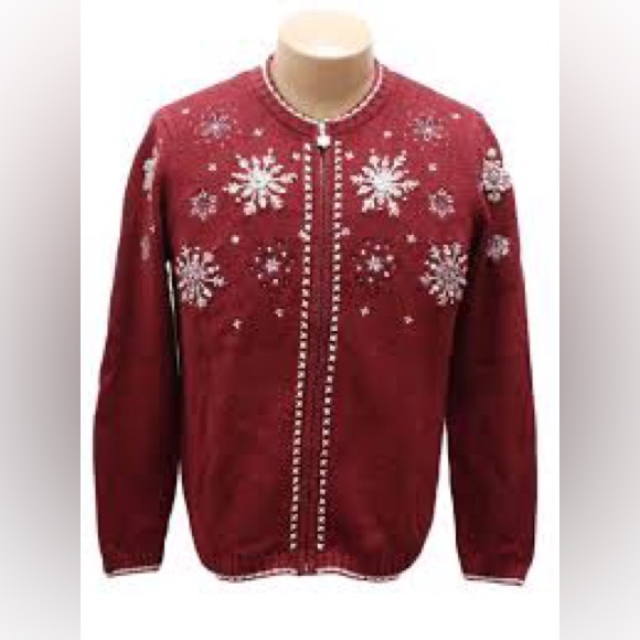 CROFT & BARROW Zip Front Embroidered Cardigan Silk Blend XL - Picture 3 of 3